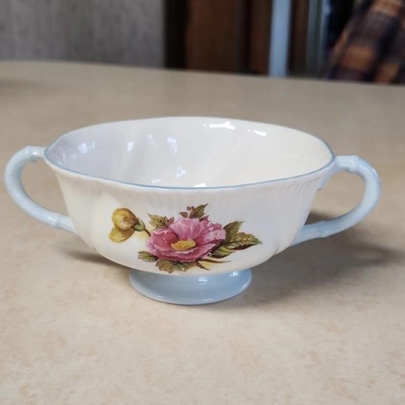 Vtg Shelley Dainty Fine Bone China Begonia Cream Soup Bowl and Plate - Picture 5 of 14